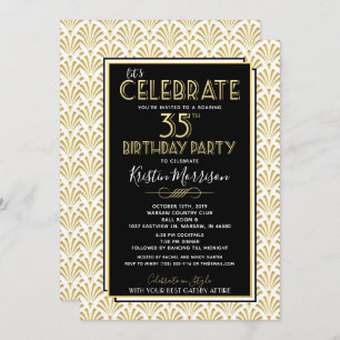 Invitation 35e anniversaire de la fête Art déco Gatsby Roarin