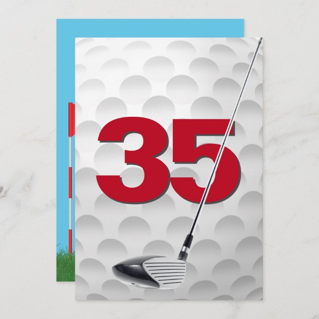 Invitation 35e Anniversaire de la fête de golf Thème (Devant / Derrière)