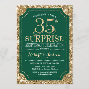 Invitation 35e anniversaire de la surprise - Gold vert