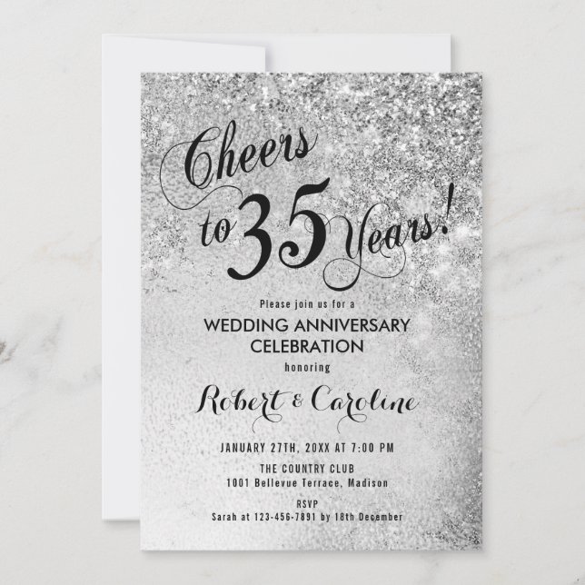 Invitation 35e Anniversaire de Mariage Argent (Devant)