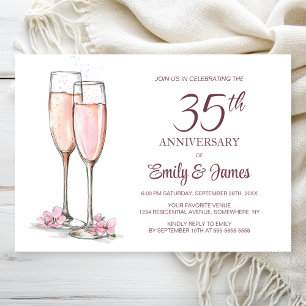 Invitation 35e anniversaire de Mariage Champagne