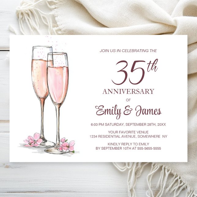 Invitation 35e anniversaire de Mariage Champagne (Créateur téléchargé)