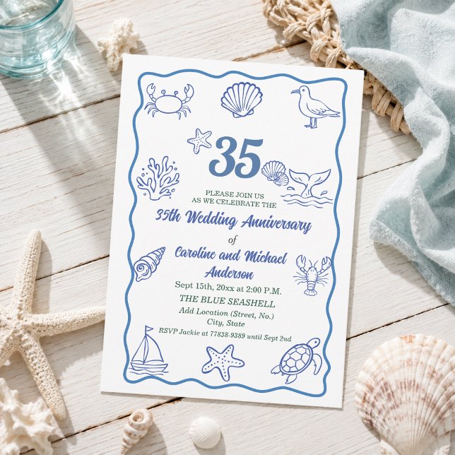 Invitation 35e anniversaire de mariage Chic Dessin à la main  (Créateur téléchargé)