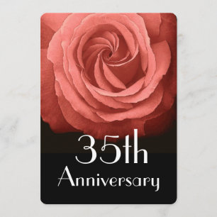 Invitation 35e anniversaire de mariage Coral Rose A02D