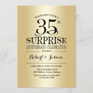 Invitation 35e anniversaire de Mariage surprise - Or