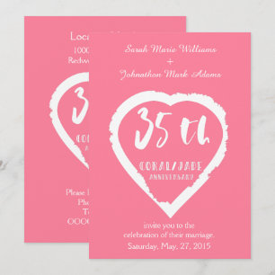 Invitation 35e anniversaire de mariage traditionnel corail ja