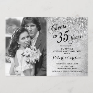 Invitation 35e anniversaire de surprise avec photo - Argent