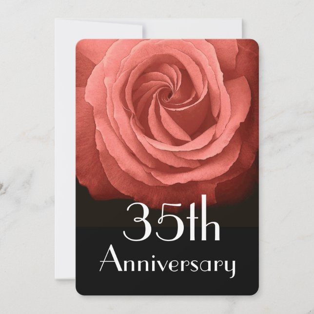 Invitation 35e anniversaire du Mariage Coral Rose A02D (Devant)