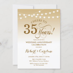 Invitation 35e anniversaire Mariage - Blanc d'or