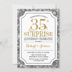 Invitation 35e anniversaire Mariage de surprise - Gold d'arge