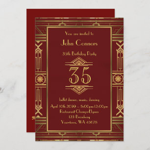 Invitation 35e,Invité d'anniversaire Homme, style Gatsby, tou