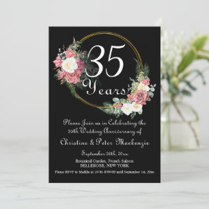 Invitation 35e Mariage Coral Anniversaire Rose Gold Frame