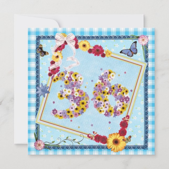 Invitation 36e fête d'anniversaire Fleurs d'invitation, papil (Devant)