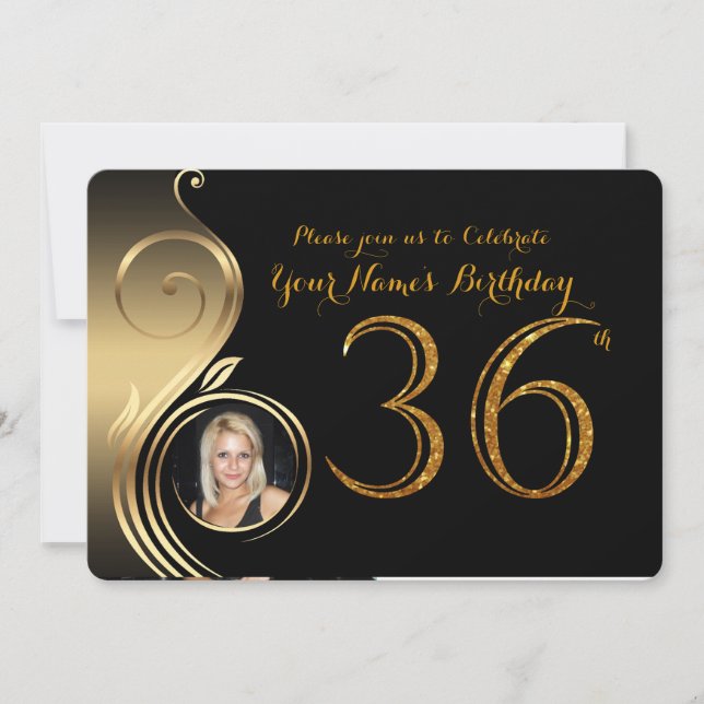 Invitation 36e,Invitation d'anniversaire,Parties scintillant  (Devant)
