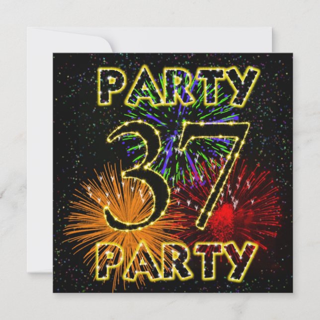 Invitation 37e anniversaire avec feu d'artifice (Devant)