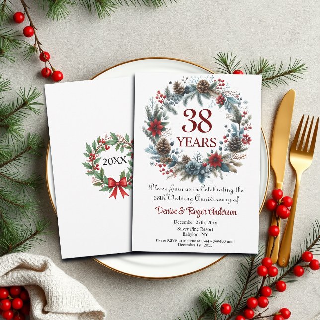 Invitation 38e anniversaire du Mariage hiver (Créateur téléchargé)