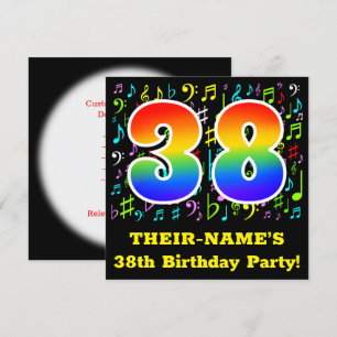 Invitation 38e fête d'anniversaire : Symboles de musique amus