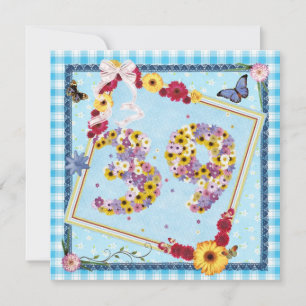 Invitation 39e fête d'anniversaire Fleurs d'invitation, papil