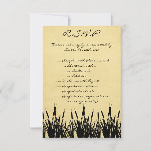 Invitation 3,5 x 5 R.S.V.P Cattail/Dragonfly Silh (Devant)
