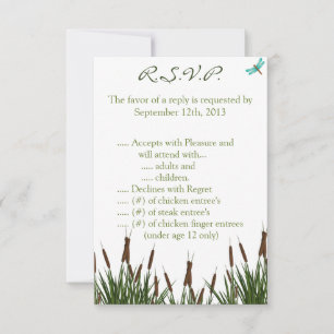 Invitation 3,5 x 5 R.S.V.P Cattail/libellule en C