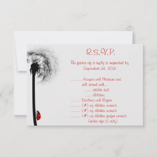 Invitation 3.5 x 5 R.S.V.P Réponse Card Lady Bug sur Dandelio