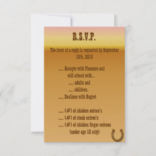 Invitation 3,5 x 5 R.S.V.P Wagon Wheel Horse Shoe