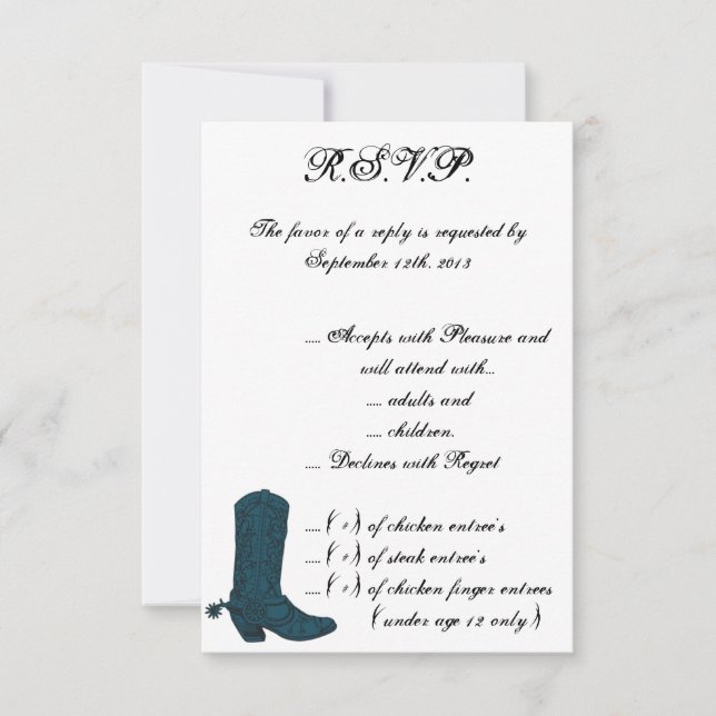 Invitation 3,5 x 5 R.S.V.P Western Blue Cowboy Bo (Devant)