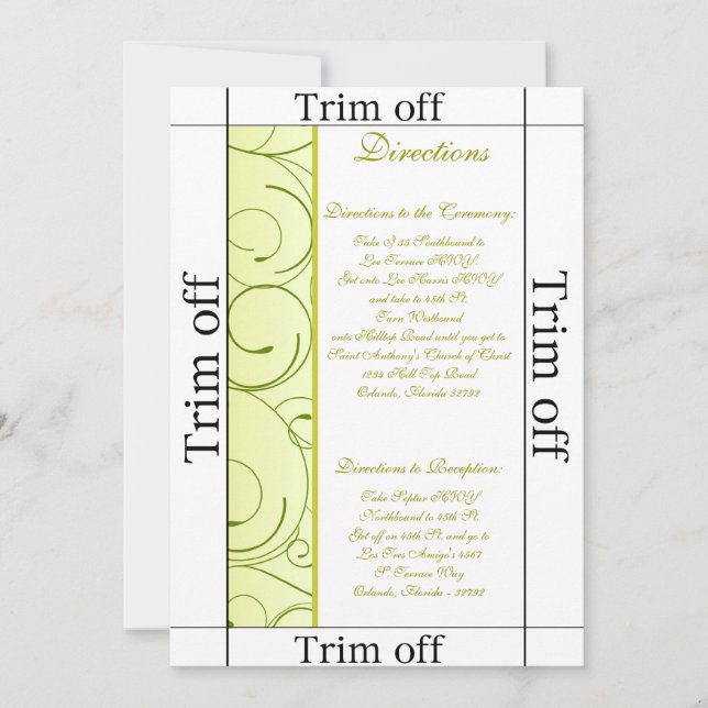 Invitation 3,5 x 7 Directions Lime Green Pear Swi (Devant)