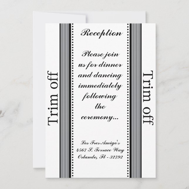 Invitation 3,5 x 7 Réception Black Olive Grey Str (Devant)