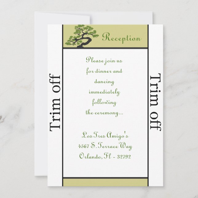 Invitation 3,5 x 7 Réception Japonaise Green Bonsa (Devant)
