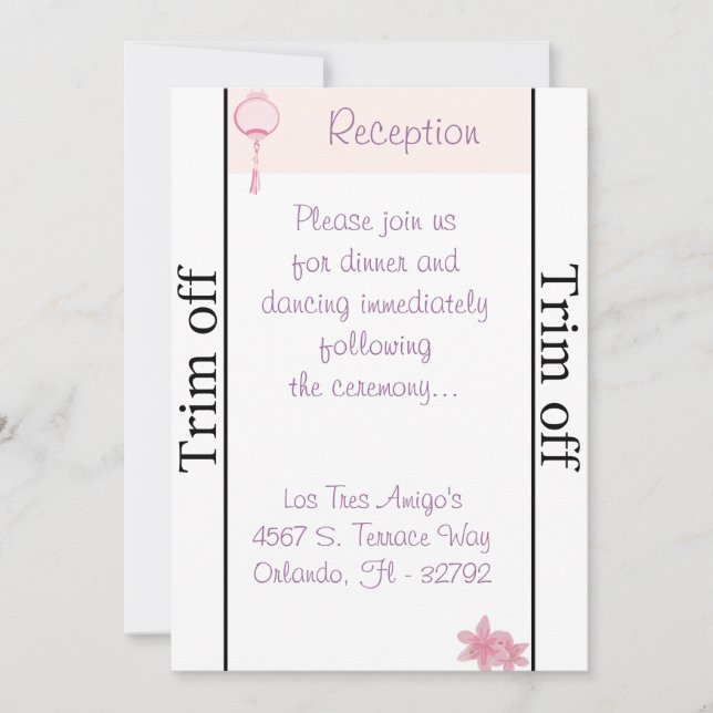 Invitation 3,5 x 7 Réception Lanterne rose violet/ (Devant)