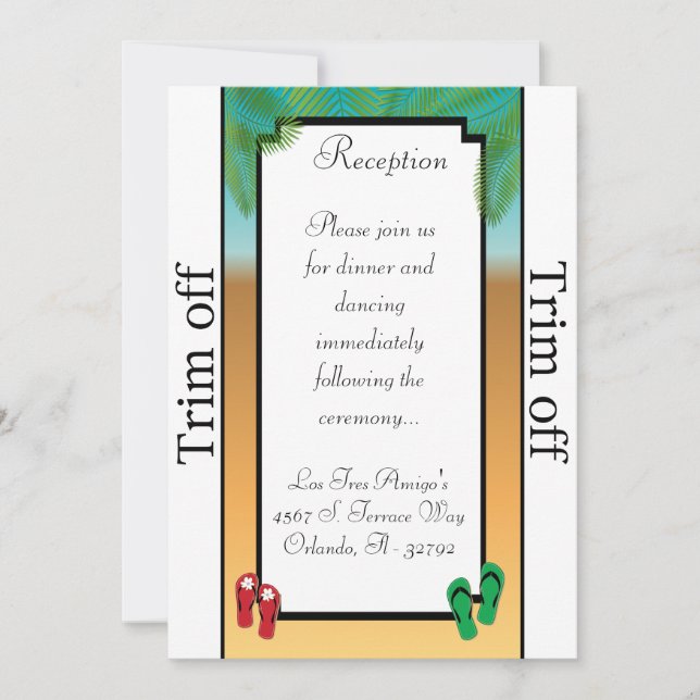 Invitation 3,5 x 7 Réception Ses Sandales Sur (Devant)