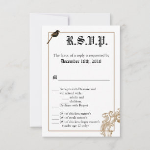 Invitation 3,5x5 Carton R.S.V.P. Amour Formel Oiseaux Colombe