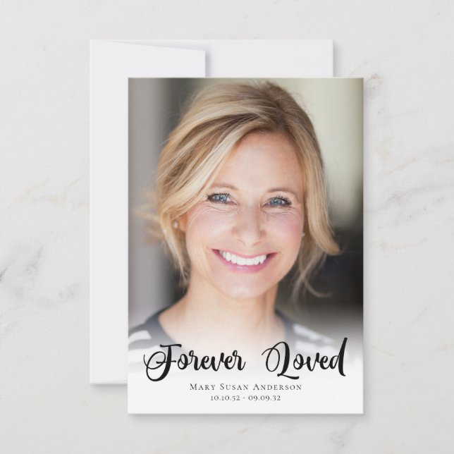 Invitation 3,5x5 Merci funéraire photo simple (Devant)