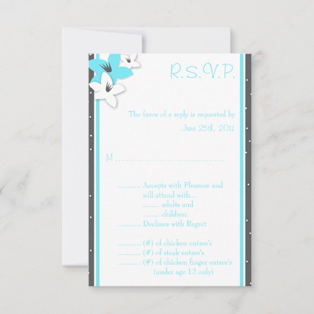 Invitation 3,5x5 R.S.V.P Blue Tea Arizona Fleurs (Devant)