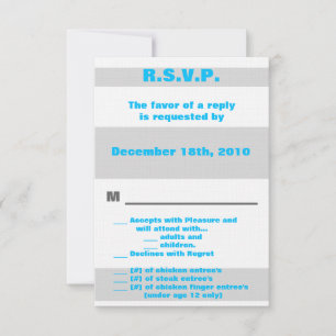 Invitation 3,5x5 R.S.V.P. Moderne Neon Bleu à rayures 80's Re