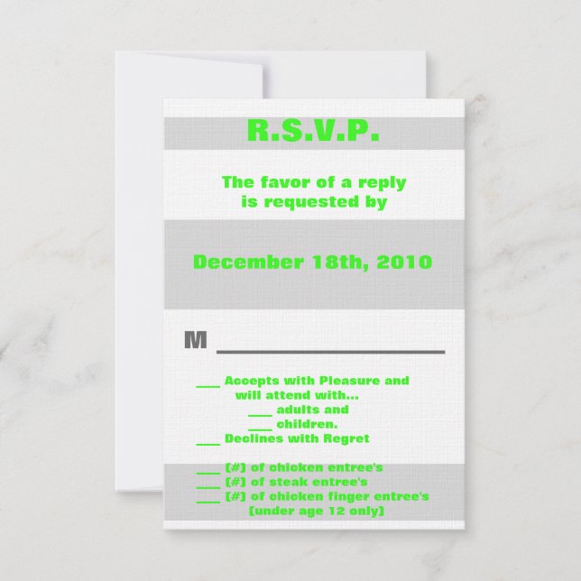 Invitation 3,5x5 R.S.V.P. Moderne Neon Stripe Green 80's Retr (Devant)