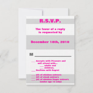 Invitation 3,5x5 R.S.V.P. Moderne Neon Stripe Pink 80's Retro