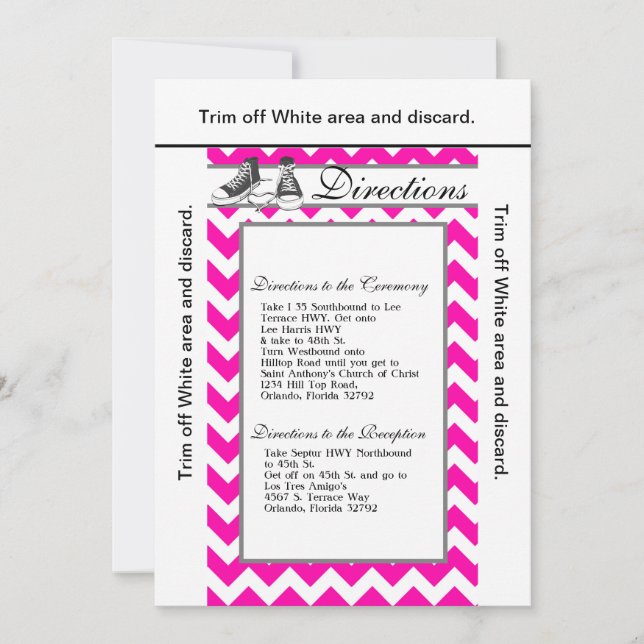 Invitation 3.5x6 Directions Card Baskets adolescents Chevron (Devant)