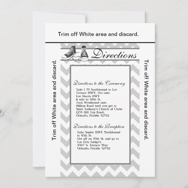 Invitation 3.5x6 Directions Card Baskets adolescents Chevron (Devant)