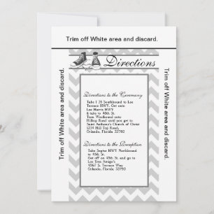 Invitation 3.5x6 Directions Card Baskets adolescents Chevron