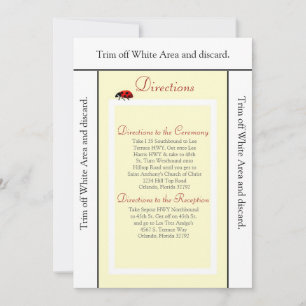 Invitation 3.5x6 Directions Card Bug jaune et dame