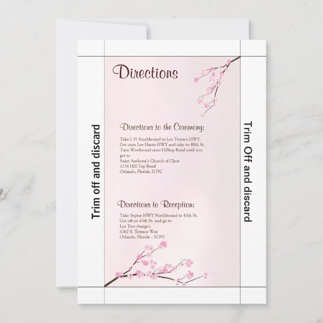 Invitation 3,5x7 Directions Fleur de cerisier rose (Devant)