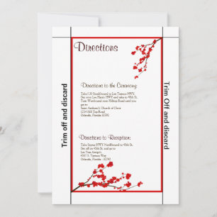 Invitation 3,5x7 Directions Fleur de cerisier rouge