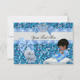 Invitation 3 Baby showers Garçon Bleu Petit Prince Bunnies
