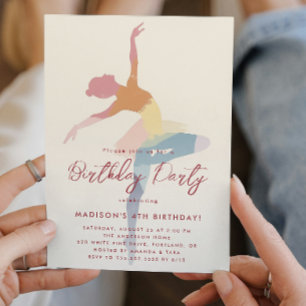 Invitation 3 couleurs Silhouette Ballerina Anniversaire