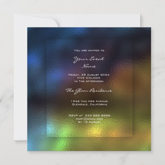 Invitation 3 D Blue Navy Ombre Grass Mustard Lemon Green (Devant)