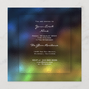 Invitation 3 D Blue Navy Ombre Grass Mustard Lemon Green