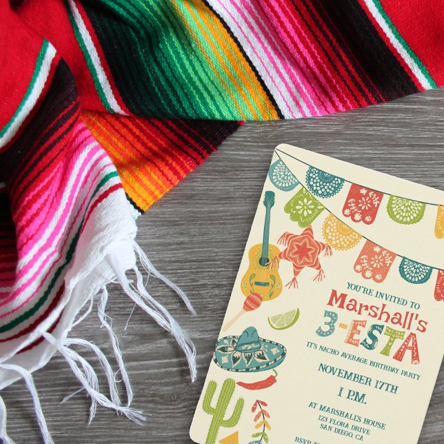 Invitation 3-Esta Boys Fête Mexicaine Troisième anniversaire (Créateur téléchargé)