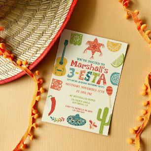 Invitation 3-Esta Mexicain à thème garçons 3e fête d'annivers